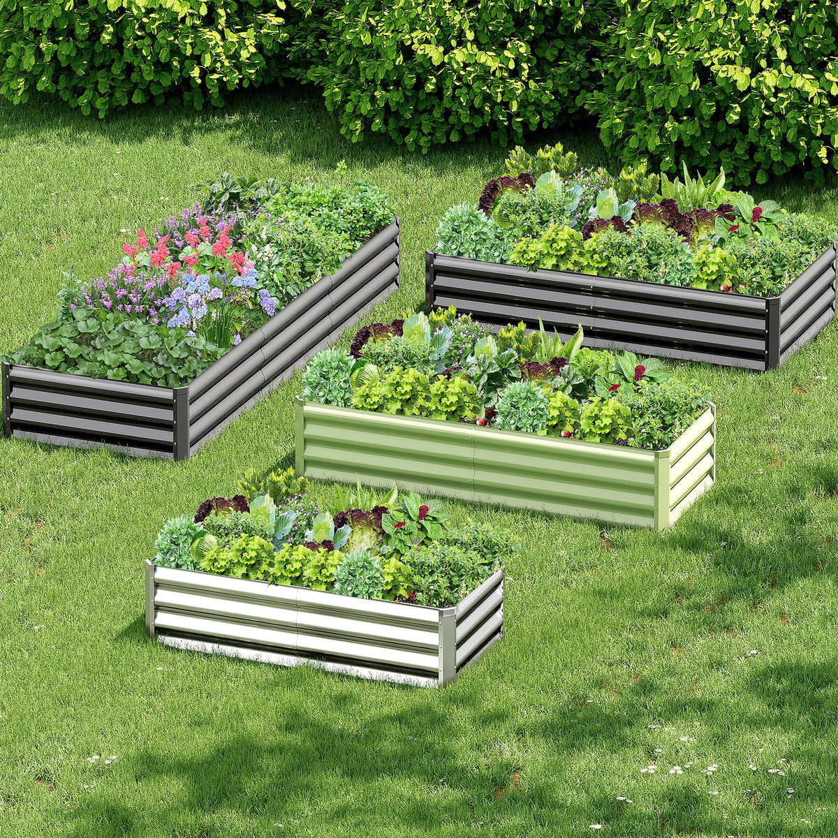 Ayen Guard 2PC galvanized garden bed, versatile for year-round use.