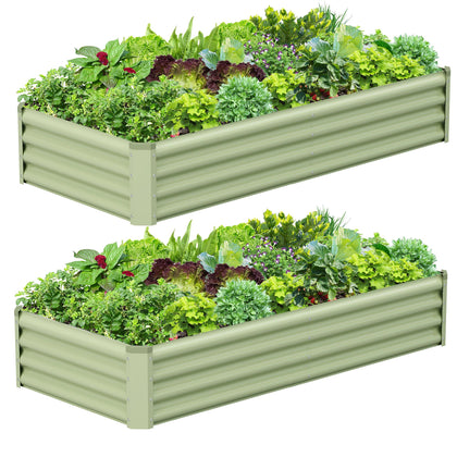 Ayen Guard 2PC galvanized raised bed front view, ideal for outdoor vegetable planting.