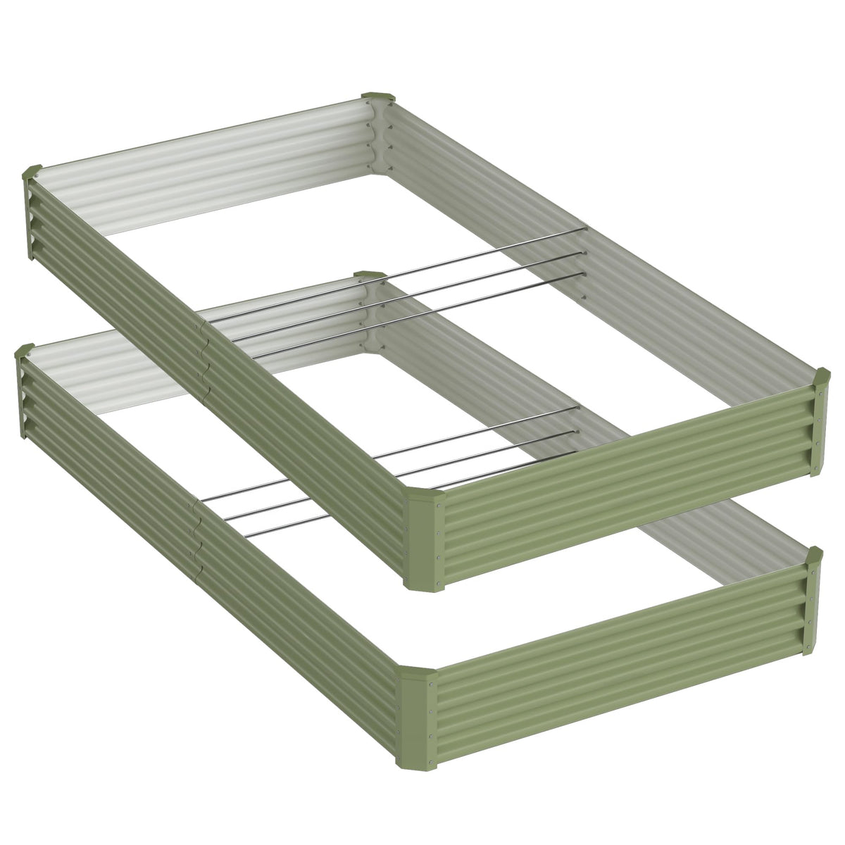 Ayen Guard outdoor setup in a yard ready for seasonal planting with two beds.