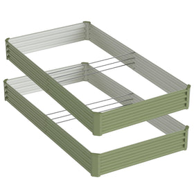 Ayen Guard outdoor setup in a yard ready for seasonal planting with two beds.