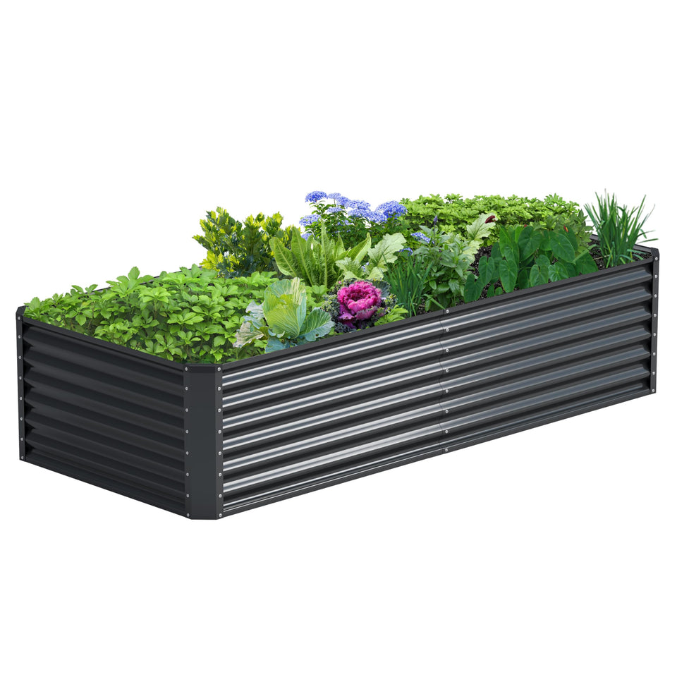 Ayen Guard 8x2x2ft galvanized raised garden bed assembled for spacious vegetable growing.