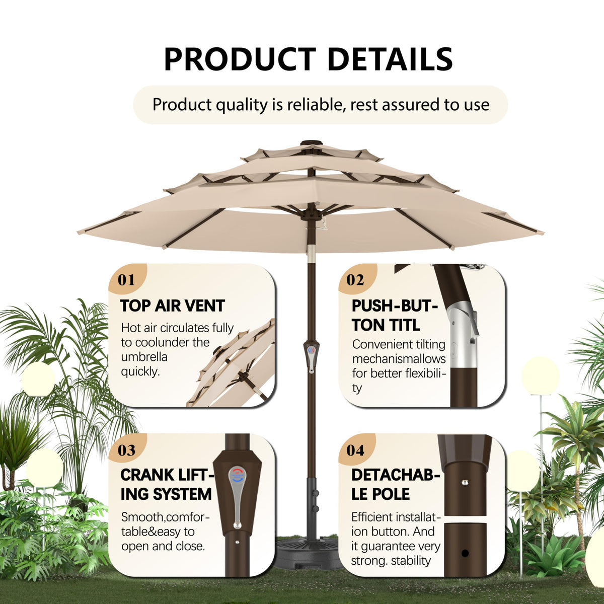 Ayge 3-tier ventilated top enhances airflow and wind stability