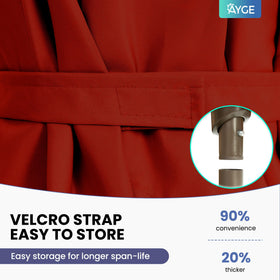 Ayge 6.5x10ft rectangular patio umbrella frame-detail shows rugged, wind-ready build.