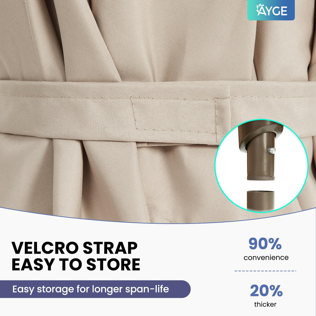 Ayge steel pole and six ribs provide sturdy support in breezy conditions