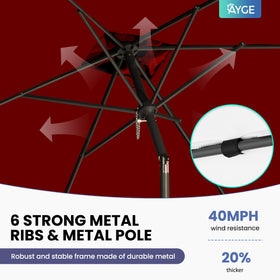 Ayge 6.5x10ft rectangular patio umbrella tilt-mechanism allows precise shading.