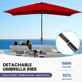 Ayge 6.5x10ft rectangular patio umbrella UV-protection fabric blocks harsh sun.