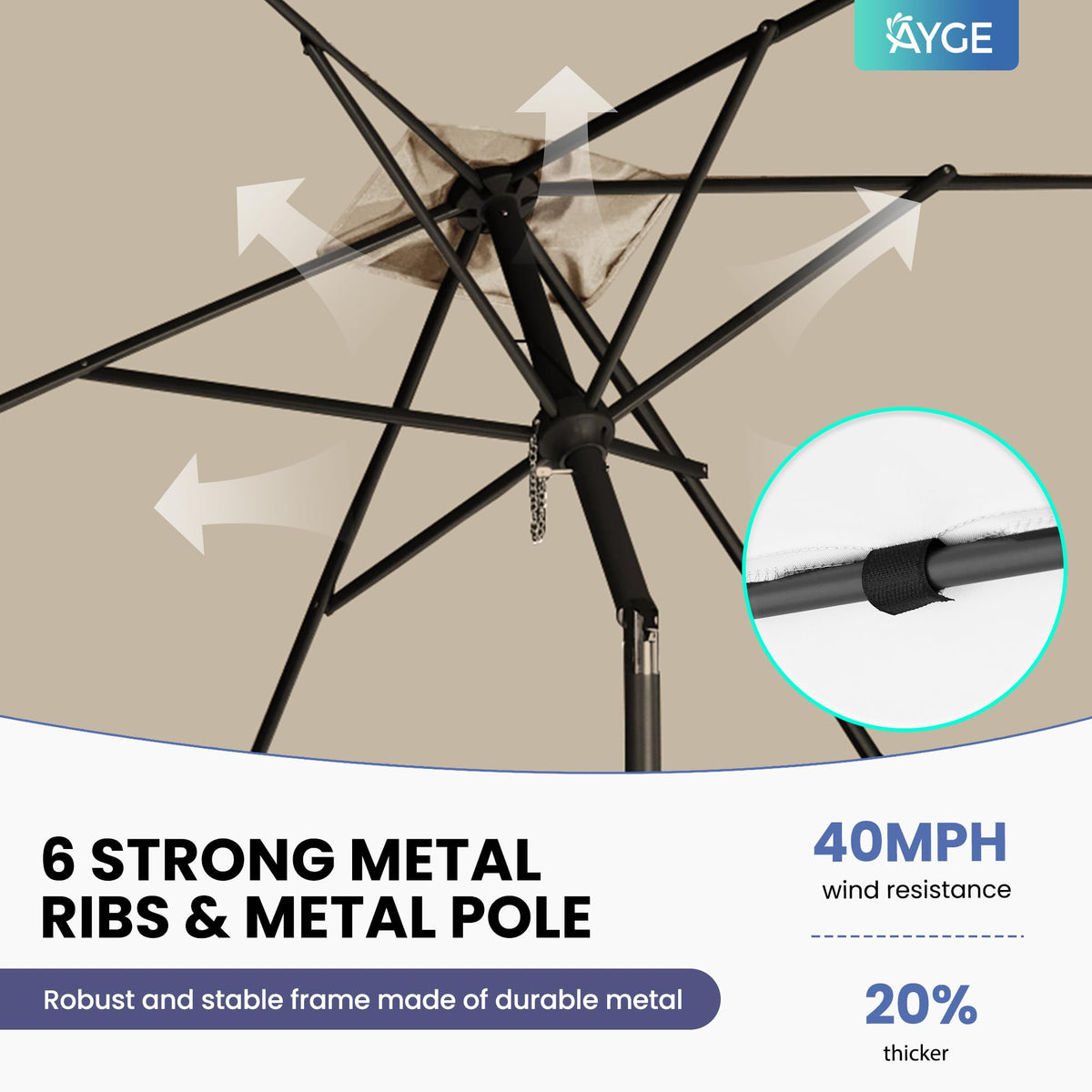 Ayge vented canopy for improved airflow and wind stability outdoors