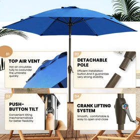 Ayge umbrella pole and fiberglass ribs demonstrate sturdy wind resistance for deck use.