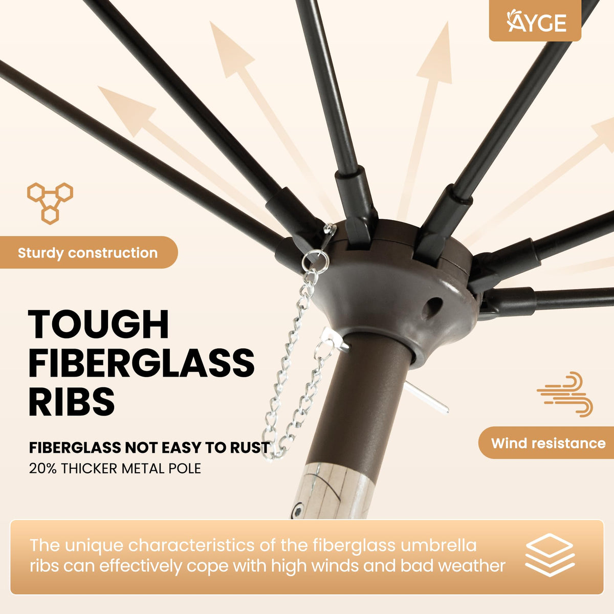 Ayge 7.5ft blue canopy fabric is waterproof and fade-resistant for long-lasting color.
