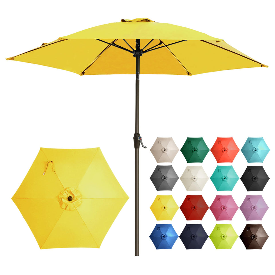 Ayge 7.5ft yellow patio umbrella full view for outdoor shade.
