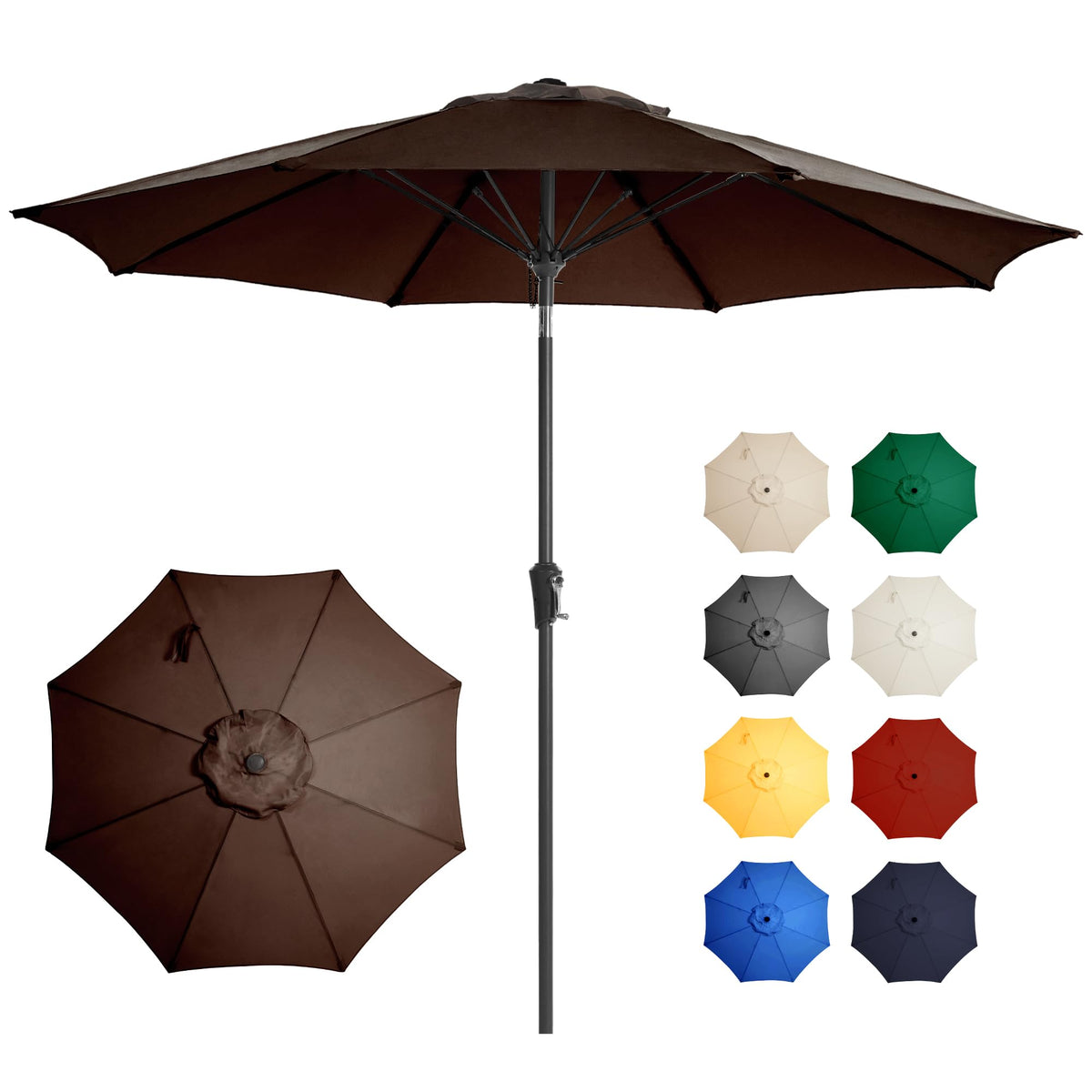 Ayge 9FT patio umbrella top view provides broad shade for outdoor dining.