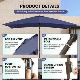 Ayge push-button tilt umbrella enables easy angle adjustments.