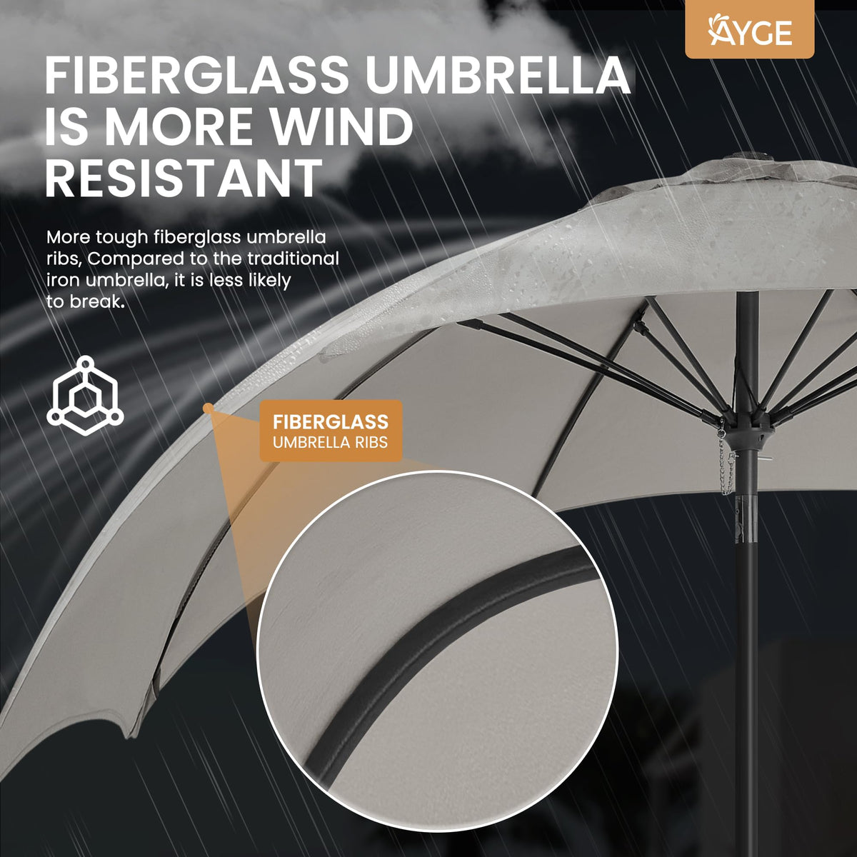 Ayge crank tilt mechanism close-up enables smooth shade adjustment