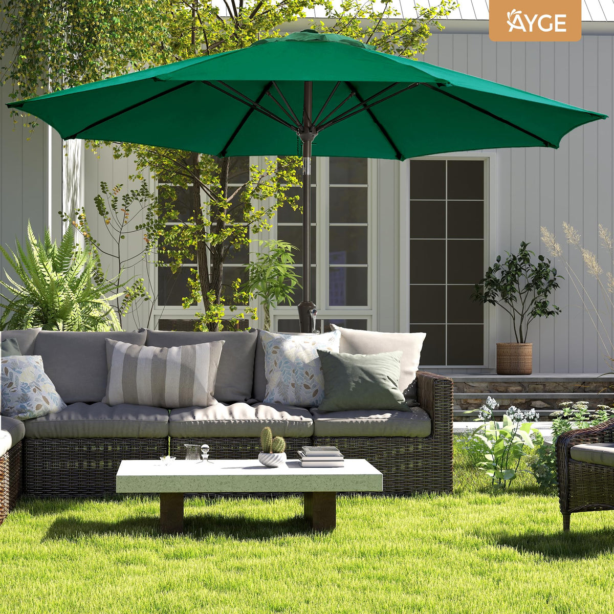 Ayge powder-coated frame resists elements for long-lasting use.