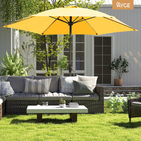 Ayge yellow outdoor umbrella ideal for decks and patios.