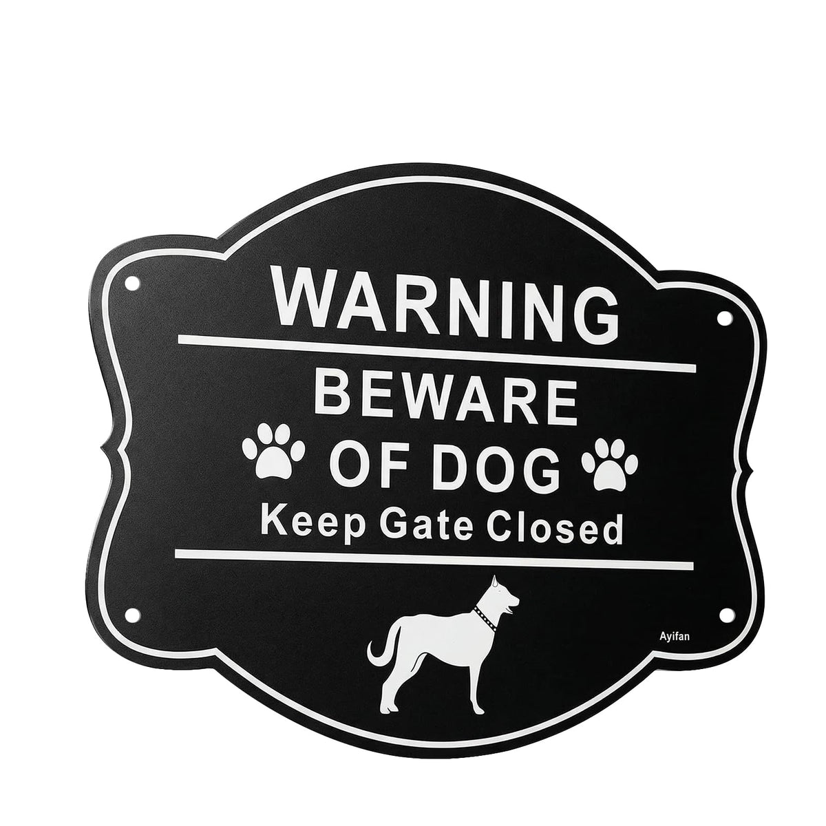 Ayifan Beware of Dog sign on 10x8 aluminum front view improves yard security visibility
