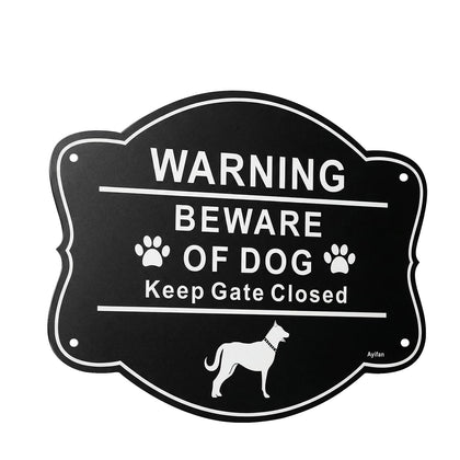 Ayifan Beware of Dog sign on 10x8 aluminum front view improves yard security visibility