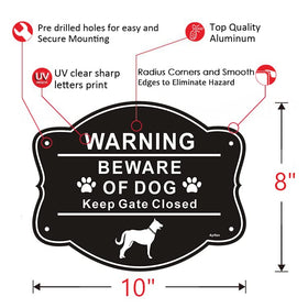 Ayifan Beware of Dog sign with pre-drilled holes for simple wall or gate installation