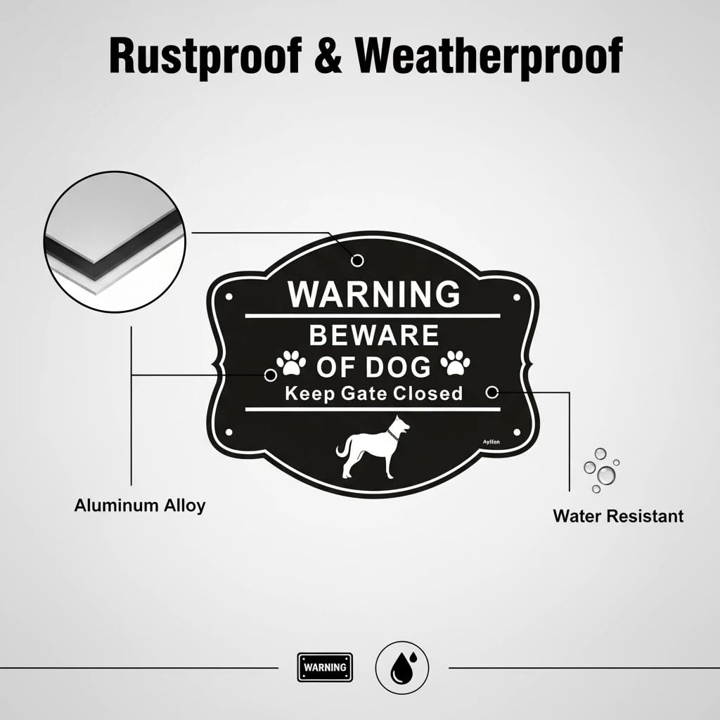 Ayifan Beware of Dog sign UV protected print resists fading in sun and rain