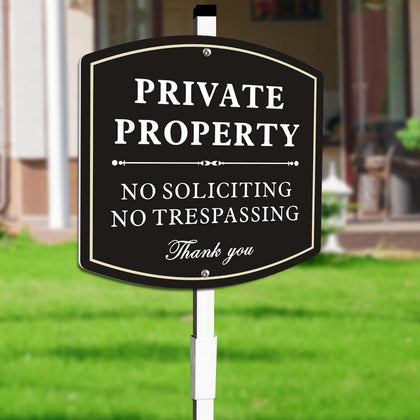Ayifan no trespassing sign with stake visible outdoors, boundary marker