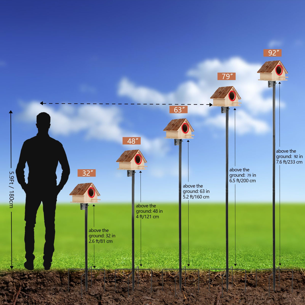 AYIXITIELU bird feeder pole height adjustment for different birds