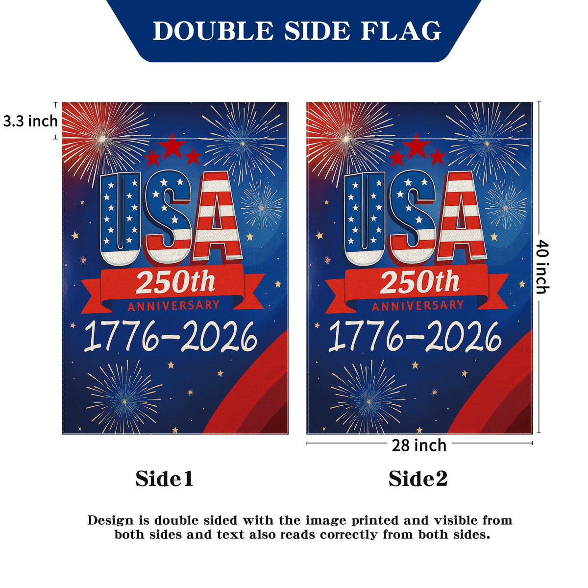Aymolas 250th anniversary flag 28x40 inch scale for prominent display