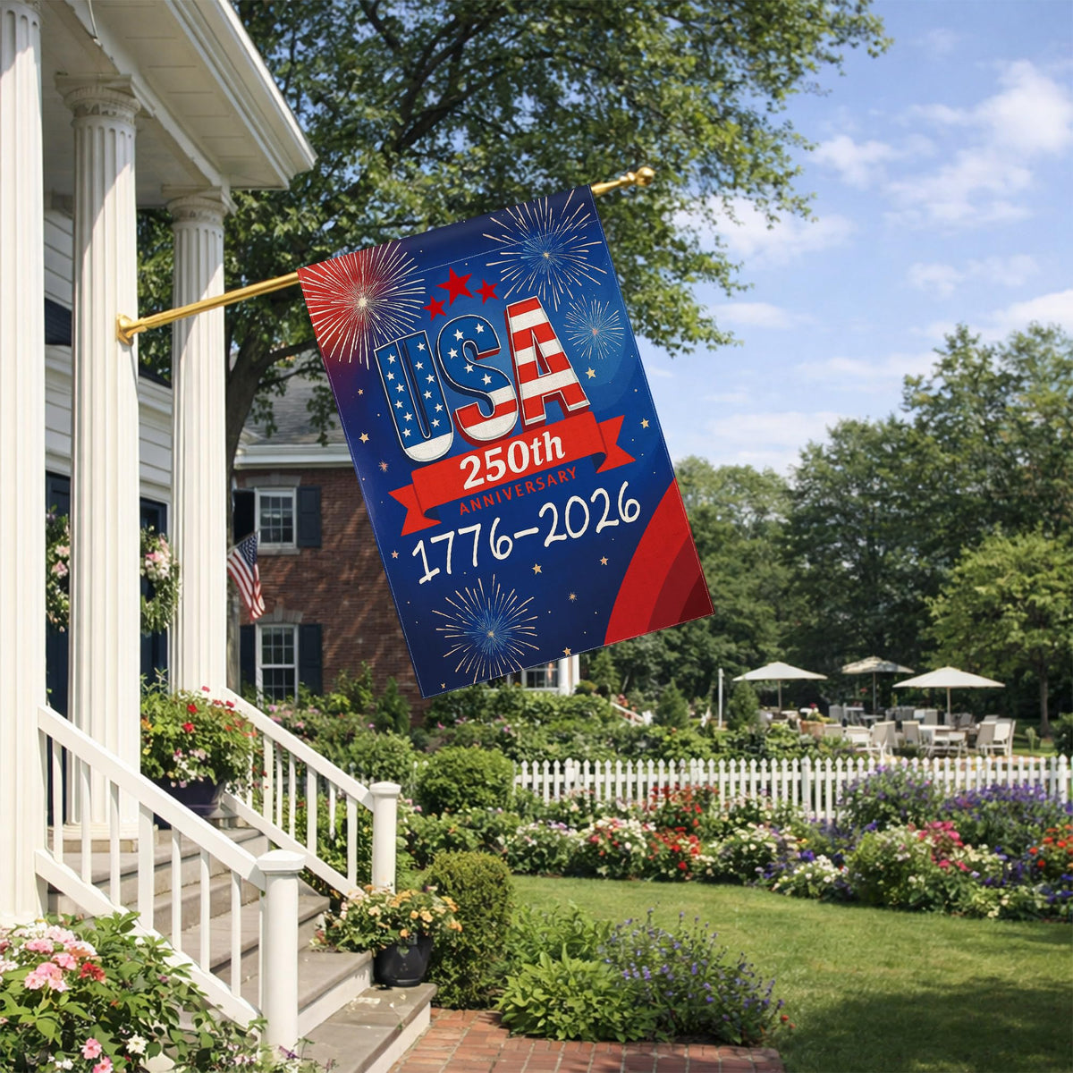 Aymolas 250th anniversary flag close-up print quality highlights crisp graphics
