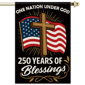 Aymolas Blessings 250 Years flag, front-side view, double-sided visibility for patriotic display.