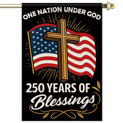 Aymolas Blessings 250 Years flag, front-side view, double-sided visibility for patriotic display.
