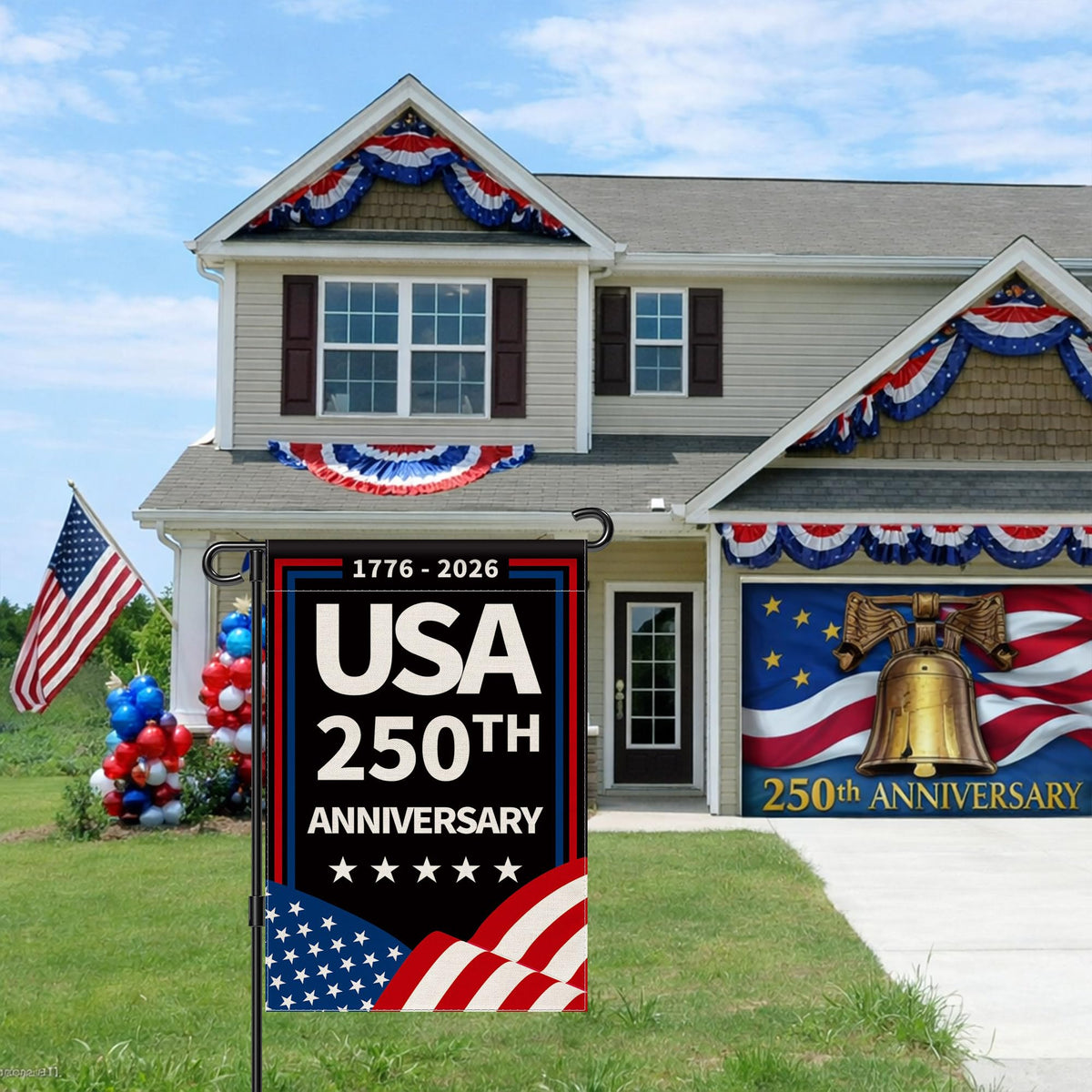 Aymolas flag's double-stitched panels support long-lasting yard decor.
