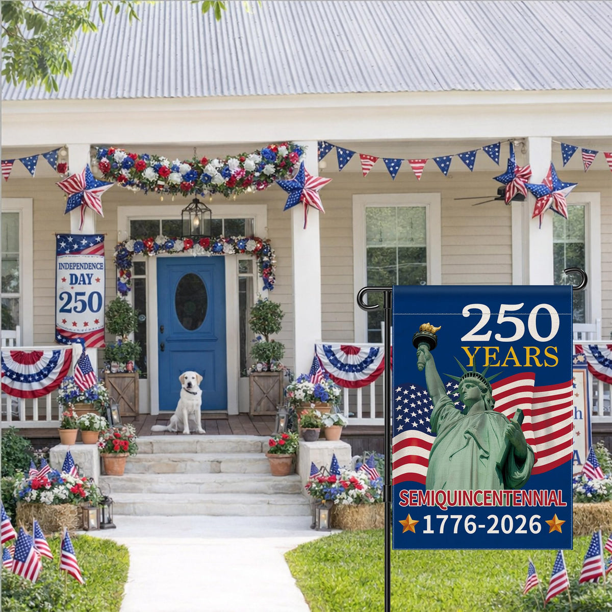 Aymolas flag with hanging loop for porch or balcony installation