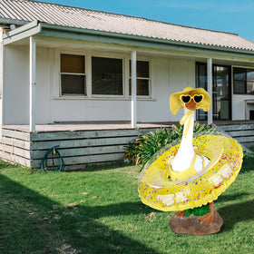 Aymolas heart sunglasses highlight sunny, festive goose style