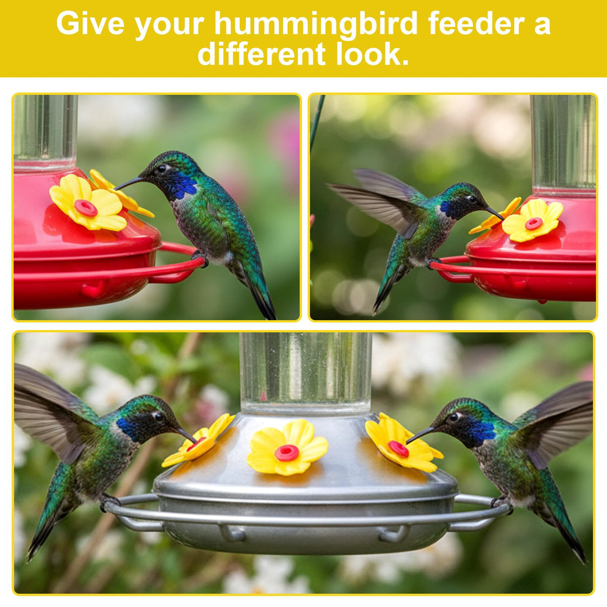 Aysatogc bee guard feature deters insects while birds feed.