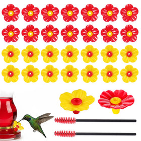 Aysatogc red hummingbird feeder flower port provides durable 3 cm feeding surface.