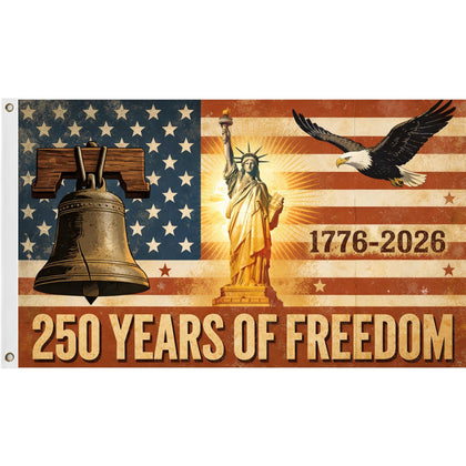 AYTHSRIC 250th Anniversary Flag 3x5 front view ideal for outdoor porch display.