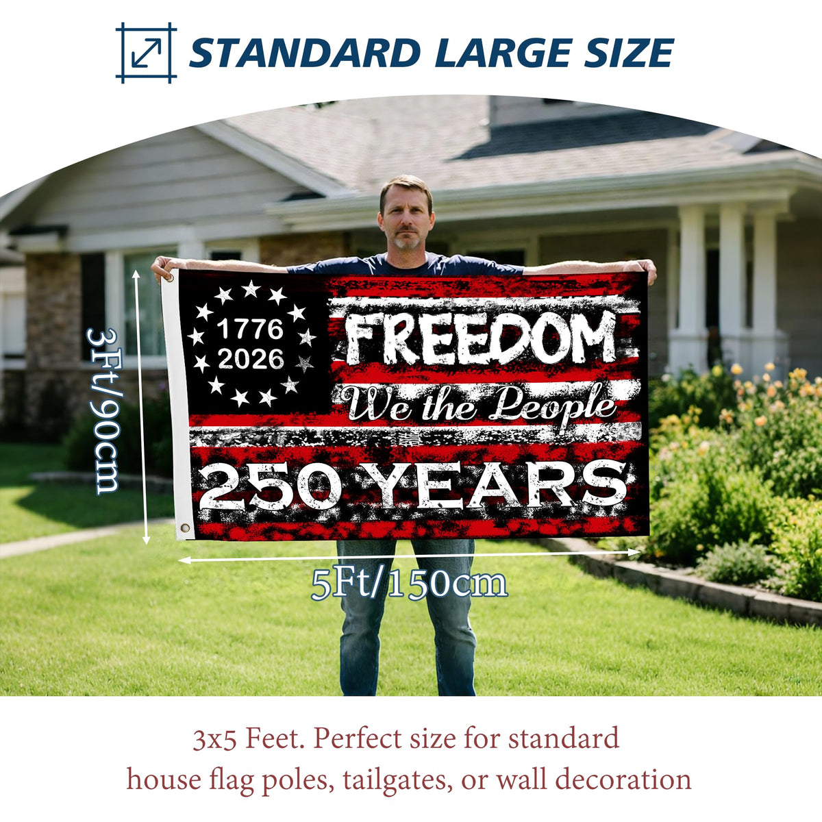 AYTHSRIC flag with canvas header and reinforced edges for durable hanging.