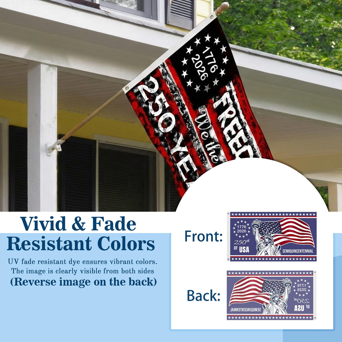 Two metal grommets on AYTHSRIC flag provide secure mounting.