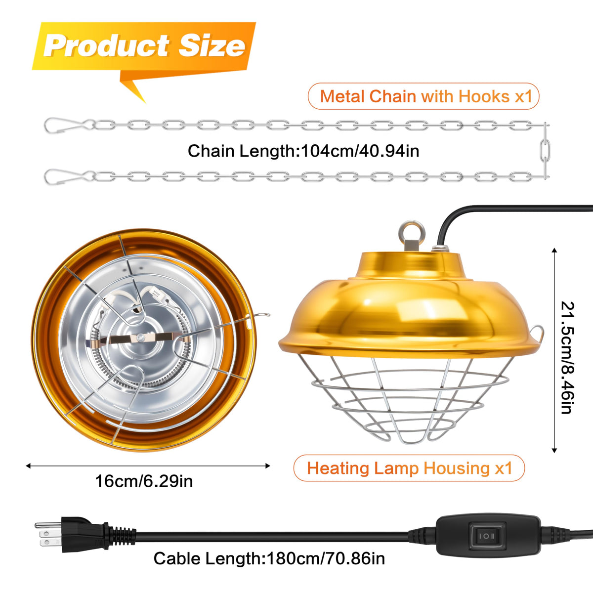 Ayuanb weatherproof housing protects the lamp from rain and snow.