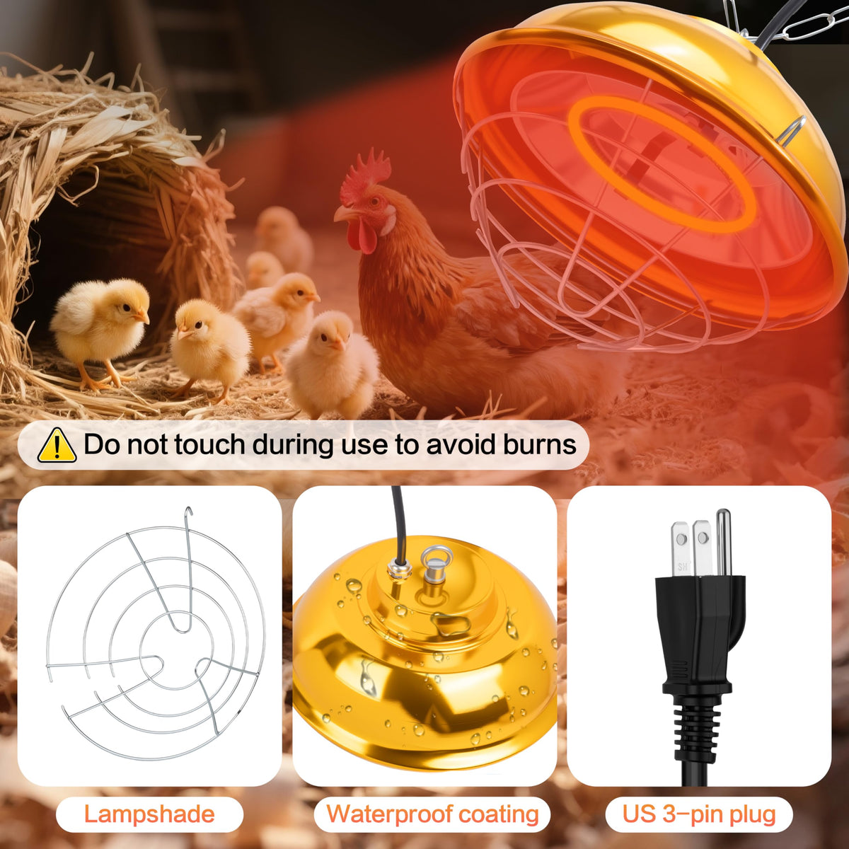 Ayuanb versatile heat source warms chickens, ducks, rabbits, and more.