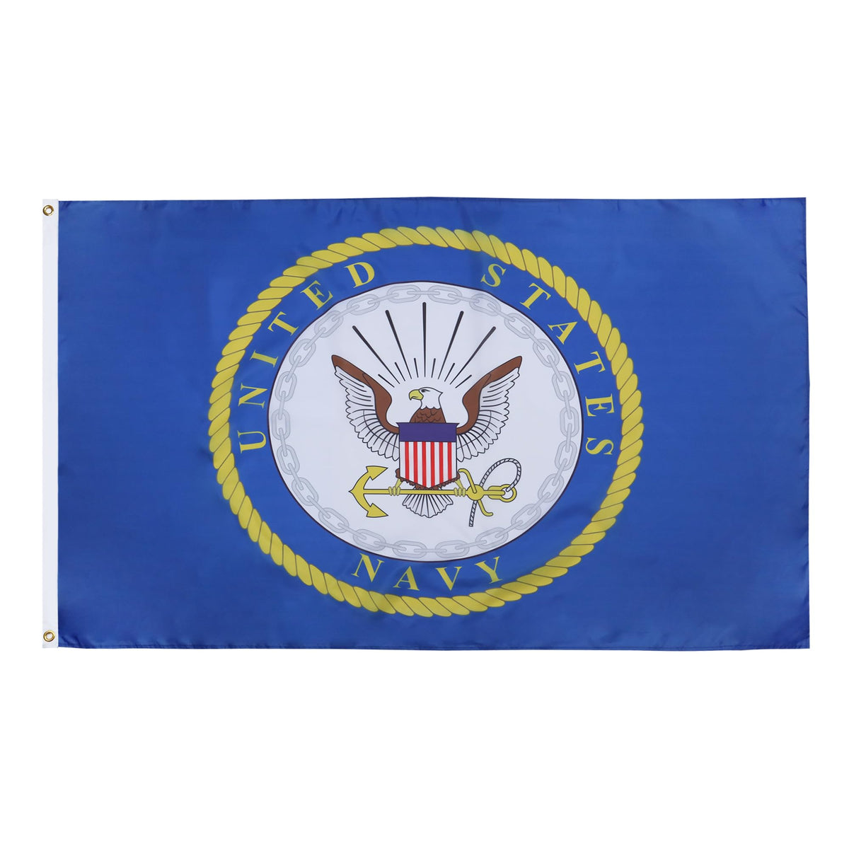 AZ FLAG US Navy emblem flag 3x5ft fluttering for ceremonies or home display.