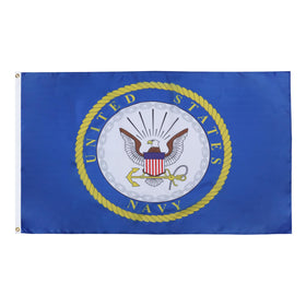 AZ FLAG US Navy emblem flag 3x5ft fluttering for ceremonies or home display.