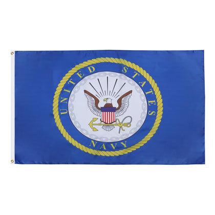 AZ FLAG US Navy emblem flag 3x5ft fluttering for ceremonies or home display.