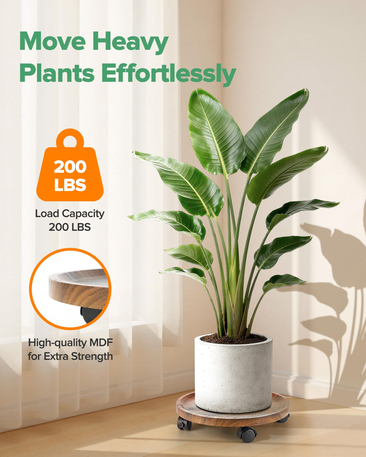 AZADESJET 360 lockable wheels keep your plants in place on any surface