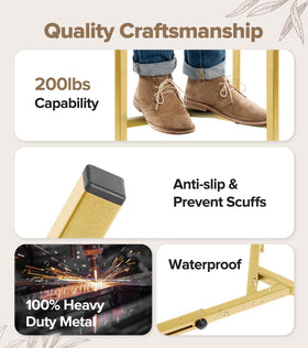 Sturdy metal construction supports up to 200 lbs with quick assembly.