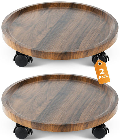 AZADESJET plant caddy rolling wood 14inch offers smooth mobility for heavy pots