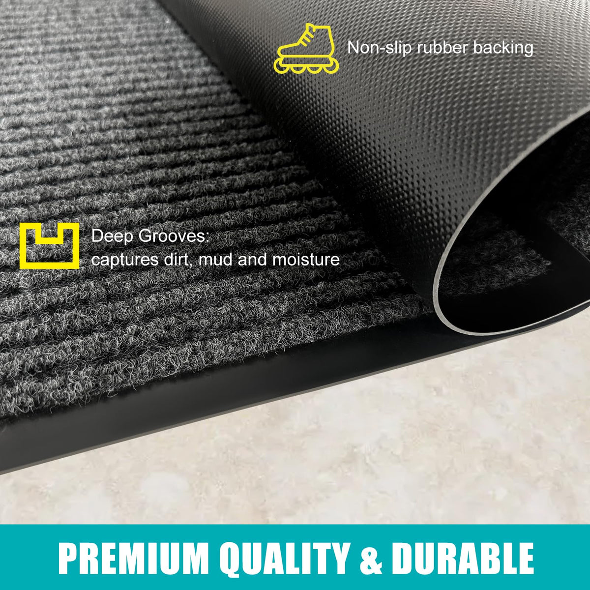 Azadx door mat easy-clean maintenance can be vacuumed or rinsed.