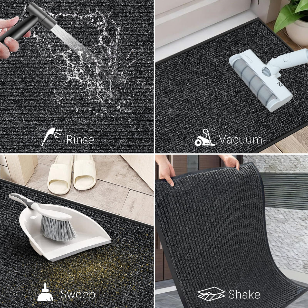 Azadx door mat heavy-duty front mat stays put under heavy foot traffic.