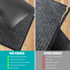 Azadx door mat non-slip backing keeps mat in place for safe steps.