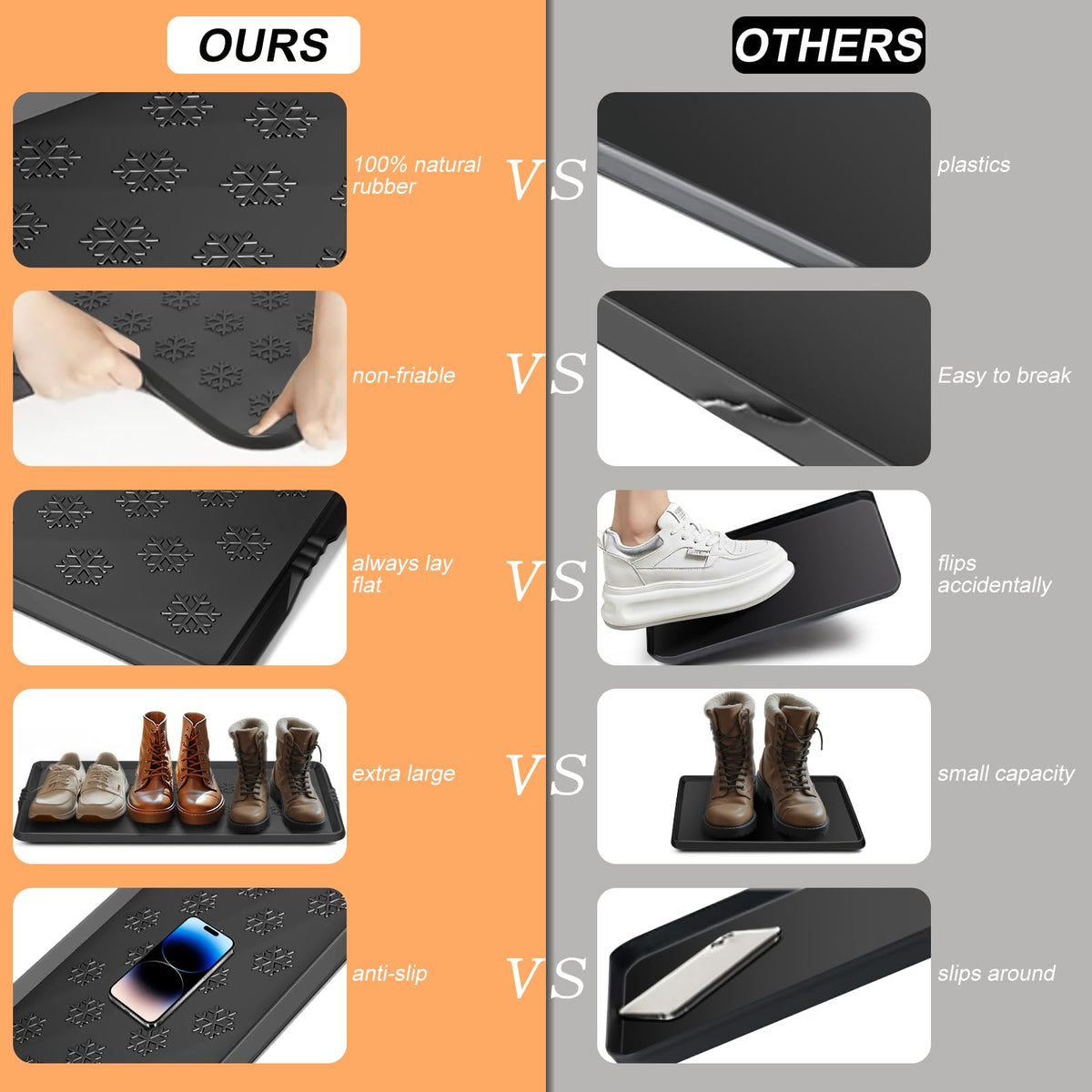 Azadx rubber boot tray is easy to clean and fade-resistant.