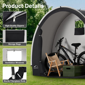 Azaeahom bike storage tent features a sturdy aluminum frame for stability.